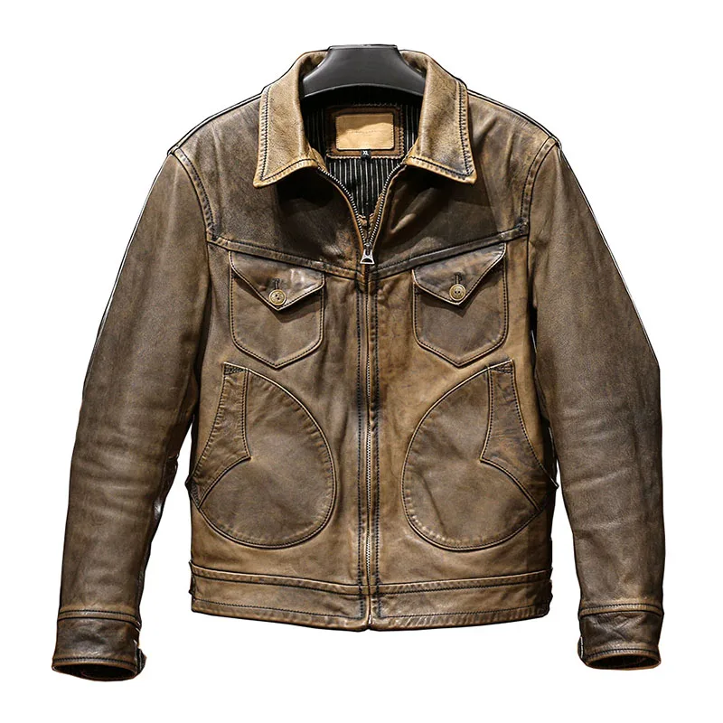 RL-H1 Read Description! Asian Size Super Top Quality Genuine Japan Horse Leather Classic Durable Horsehide Stylish Jacket