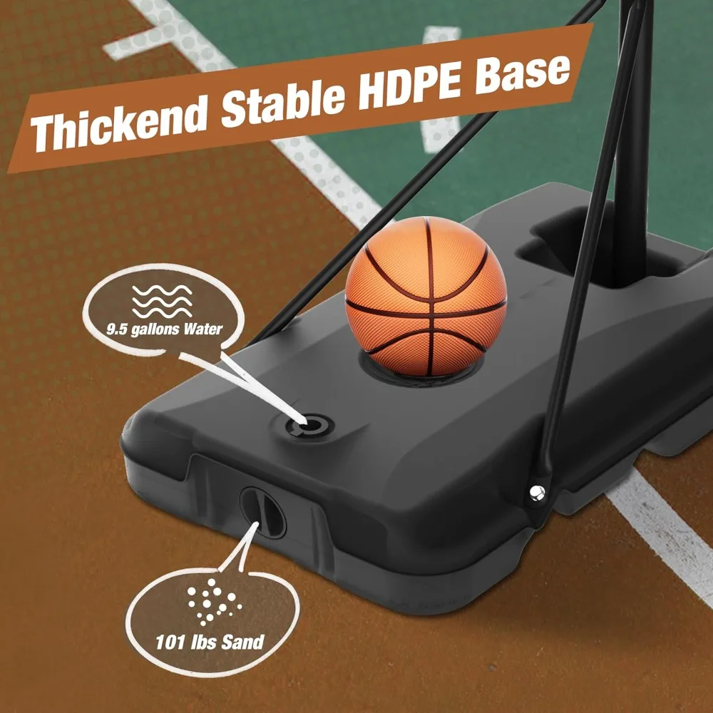 Sistema de cesta de basquete portátil de altura ajustável para crianças, 4-8,5 pés, com tabela inquebrável de 33 polegadas e durabilidade de longo prazo