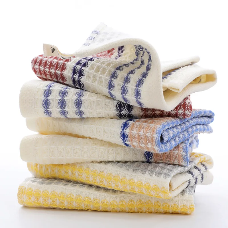 Cotton Towel Soft Absorbent Dishcloth Kitchen Dish Rags Honeycomb Breathable Face Wash Towel Household Cleaning Cloth Wash Cloth