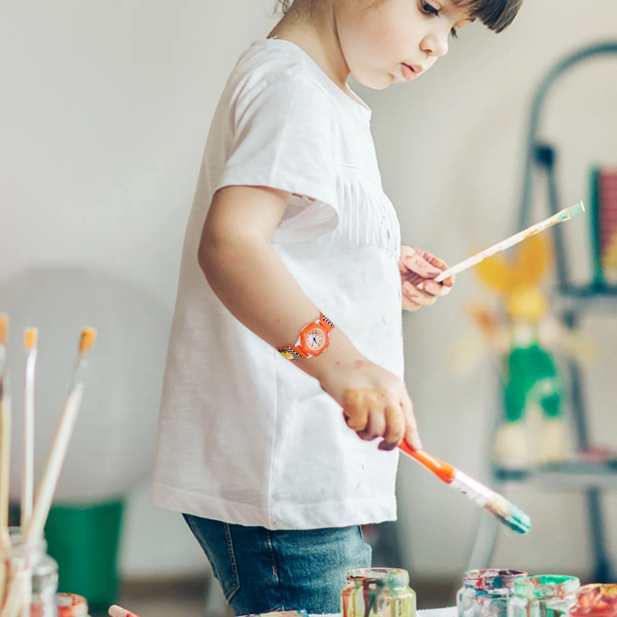 

Cartoon 3D Watch Orange Car Pattern Waterproof Light Design Durable Wristwatch For Gift