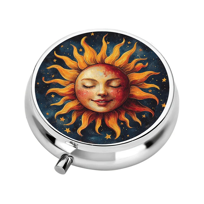 1 mini pill box with 3 compartments, astronomical-themed pill organizer, handheld pill case, compact pill storage box, unique gift portable pill box, perfect for travel—fits in a wallet or pocket