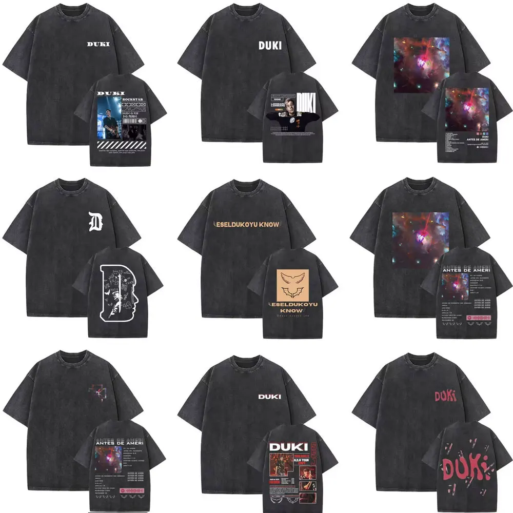

Rockstar Duki ADA Tour Vintage Washed T Shirt Antes De Ameri Tshirt Men Women Hip Hop Fashion Oversized T Shirts Male Streetwear