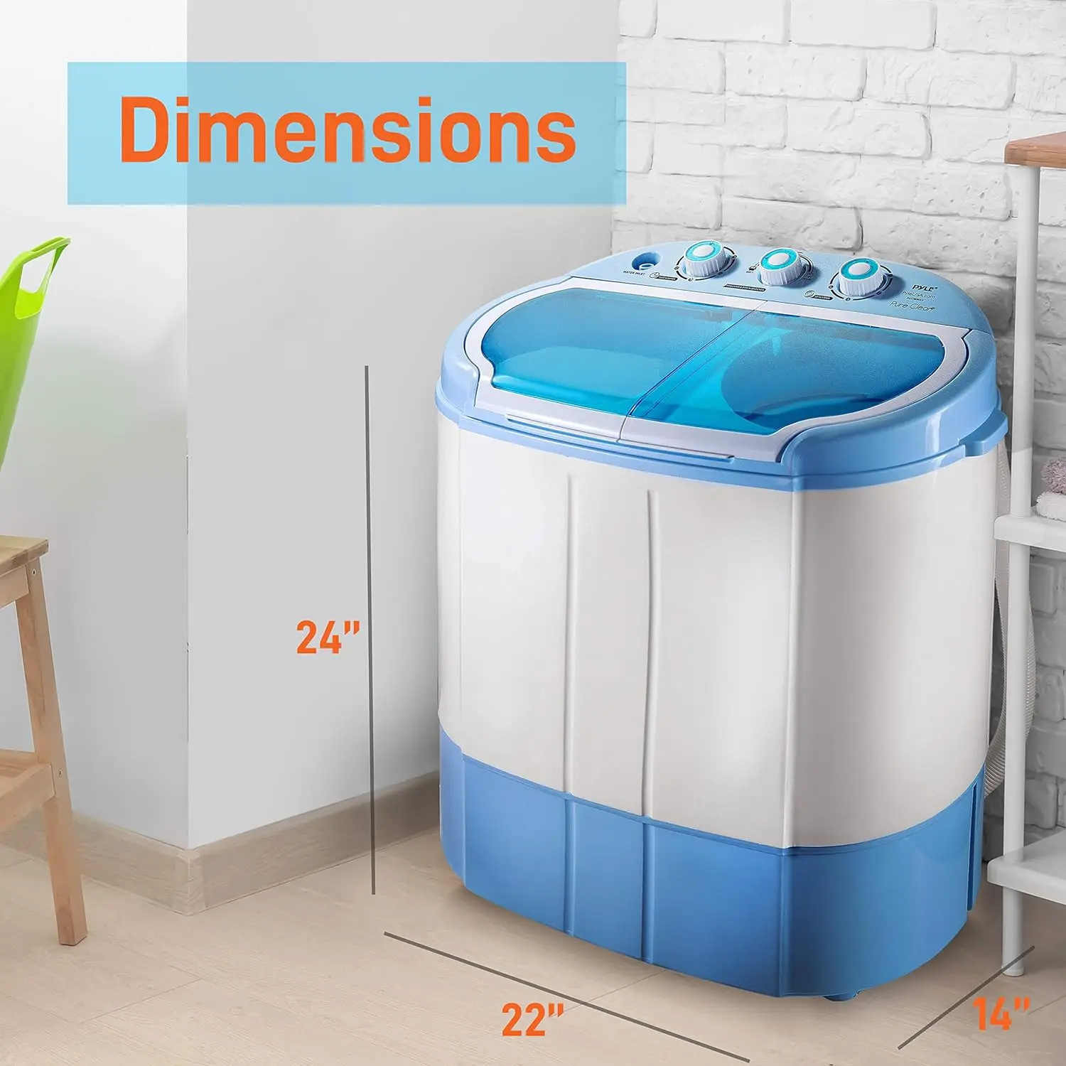 Machine à laver portable 2 en 1 et sèche-linge rotatif, chargement par le haut pratique pour un accès facile, conception économe en énergie et en eau