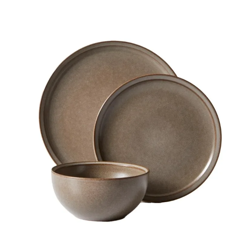 Banks Brown 12-Piece Stoneware Dinnerware Set