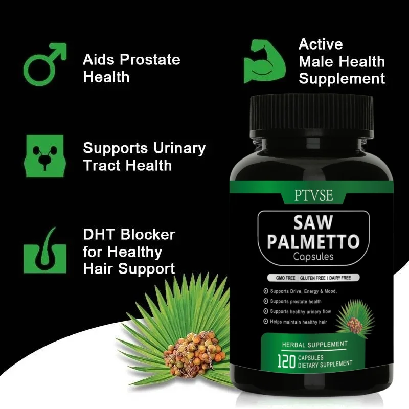 Powerful Saw Palm Capsule Support Prostate Health Supplement Growth Hair Booster Reduce Frequent Urination Help Sleep