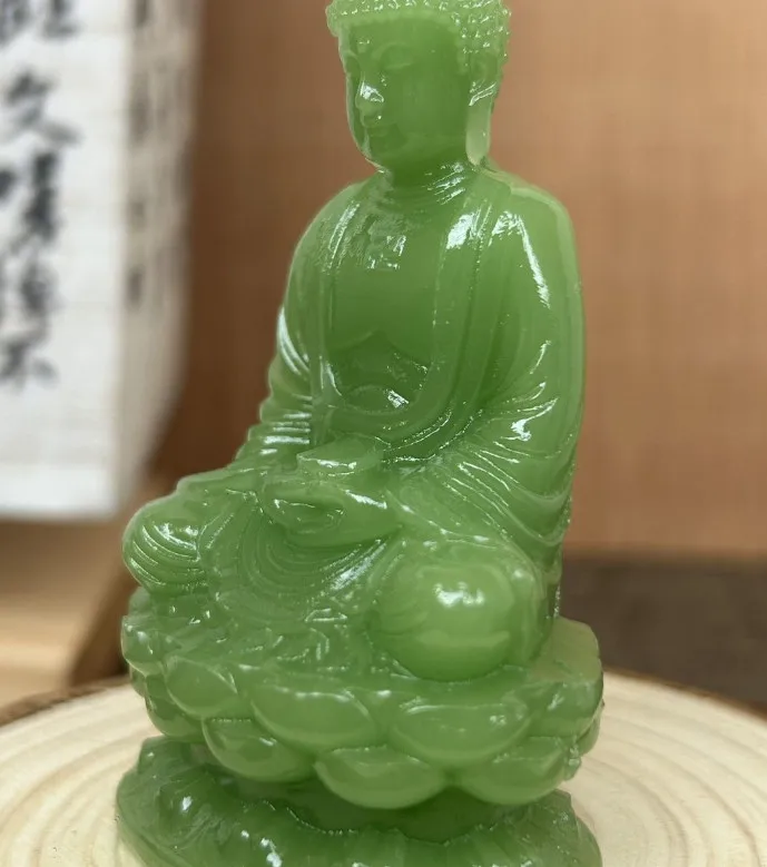 Hetian Jade Carving Guanyin Buddha Statue Car Ornament Desk Decor