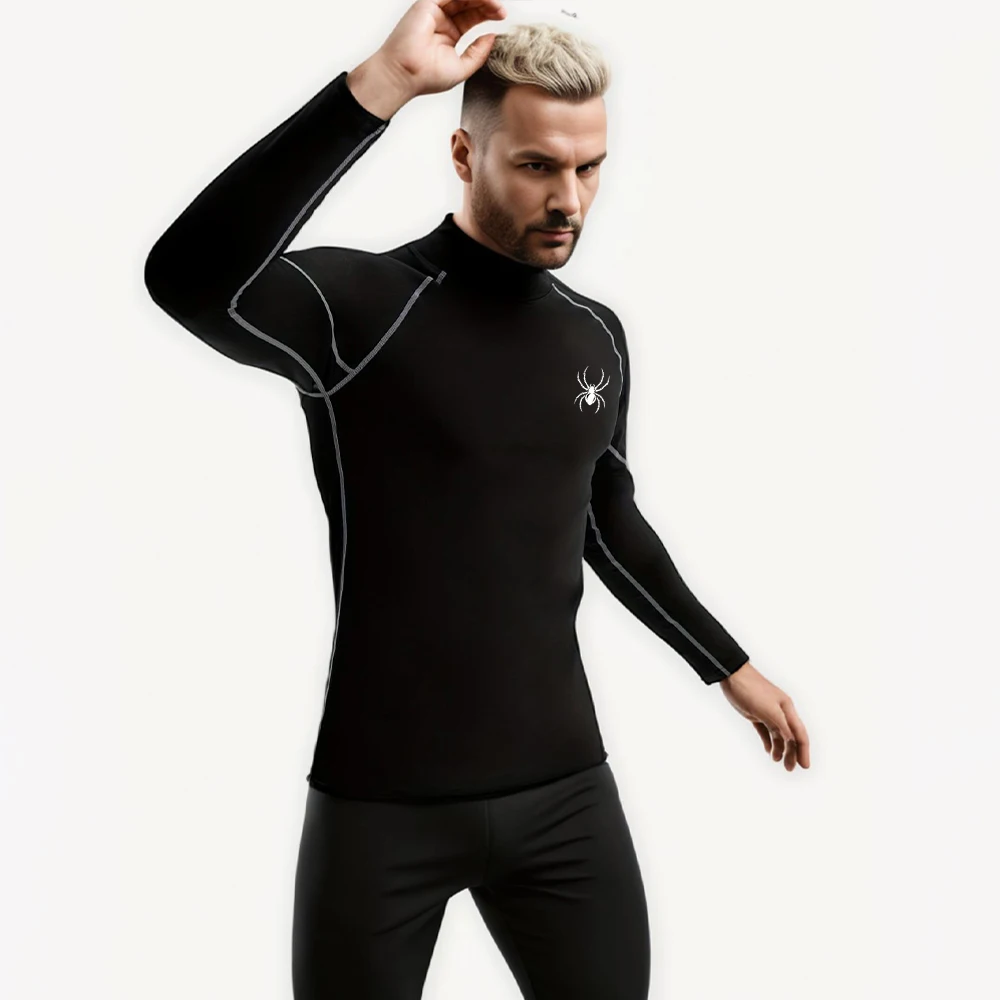 Men's Running Shirt Undershirt Long Sleeve Skinny T-shirt Gym Fitness Sport Tops Tee Elastic Athletic Tight Compression Shirts image 3