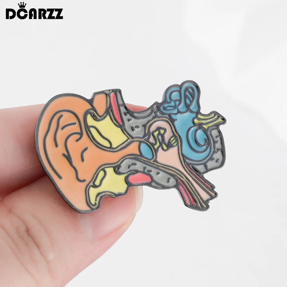 DCARZZ Medical Cochlear Anatomy Enamel Brooch Pin Ear Model Badge Biology Jewelry for Doctor Nurse Medicine Student