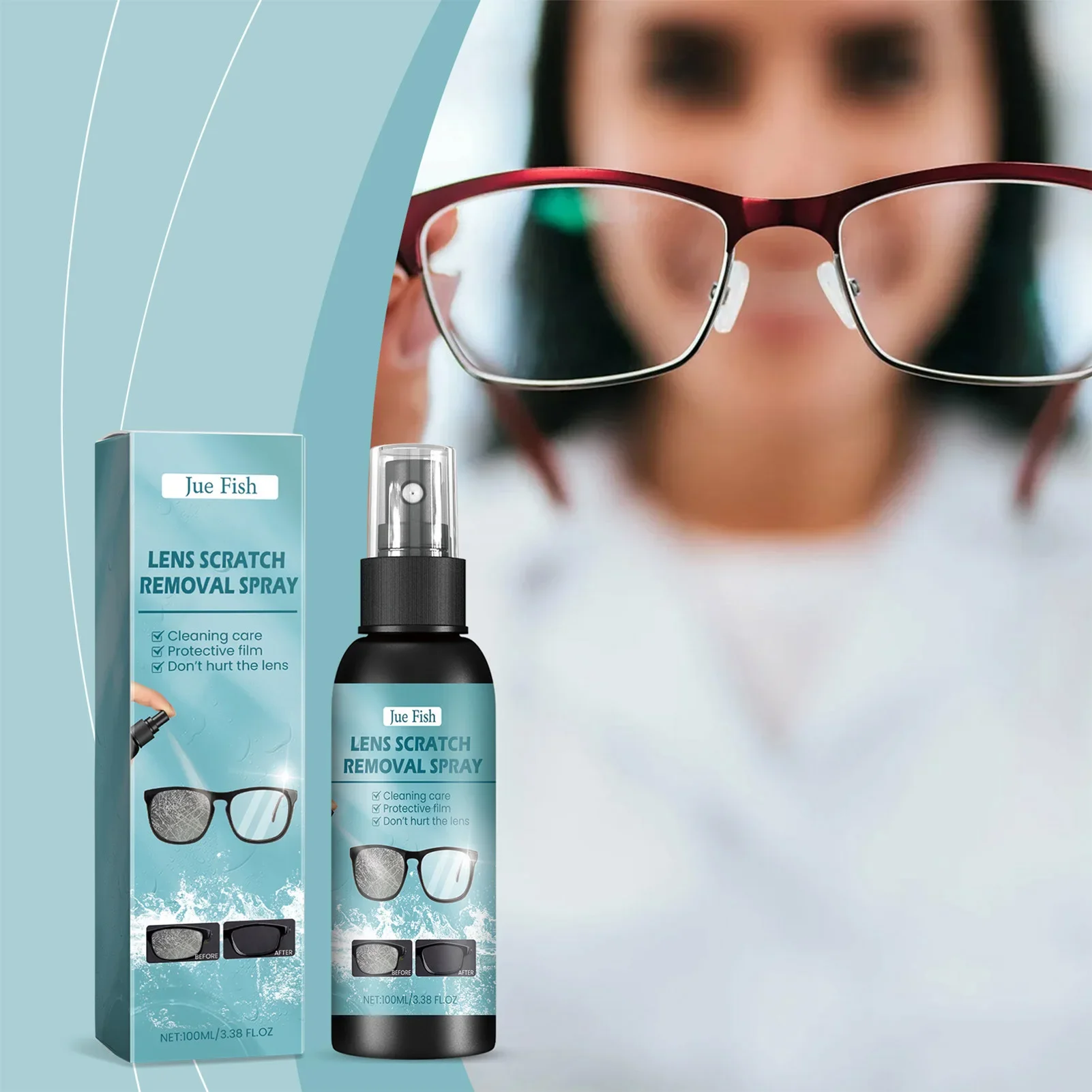 100ml Eye Glass Cleaners Spray 2-in-1 Eye Glass Cleaners & Lens Scratch Remover for Students Workers and Eyeglasses Store