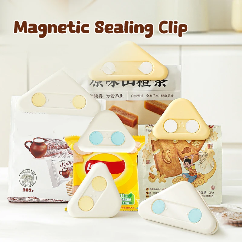 Magnetic Clip Kitchen Food Snack Seasoning Fresh Plastic Clip Dampproof Sealed Clip Documents Bills Stationery Clip