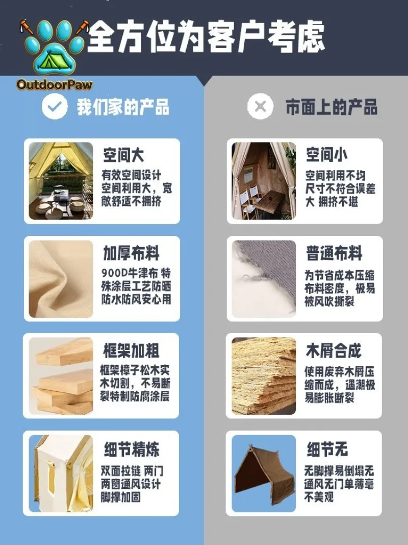 Customized Internet celebrity outdoor triangle tent star hot pot catering barbecue rooftop restaurant sunscreen scenic camping