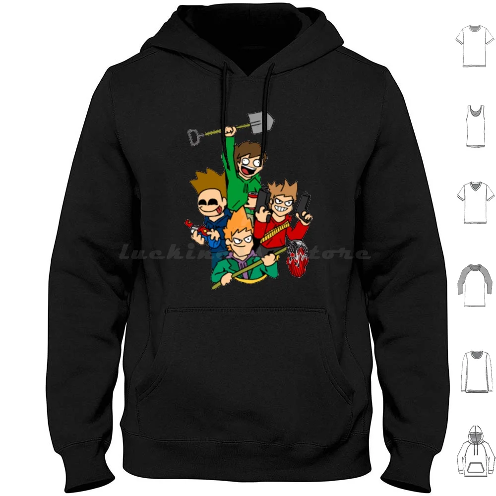 

Толстовка с длинным рукавом Eddsworld, хлопковая с принтом основных героев, с топом Red Leader Tom