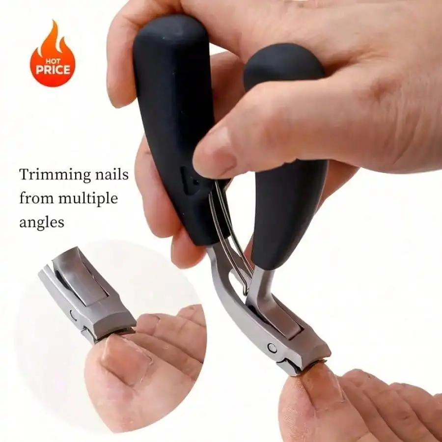3X Stronger Stainless Steel Toenail Clipper Set - Wide Angle, Large Forearm Opening, Double-Cut, Curly, Splash-Proof Storage, Long Handle - For Thick/Ingrown Nails, Senior Footcare Gift, Home Pedicure Essential Suitable for both men and women 7