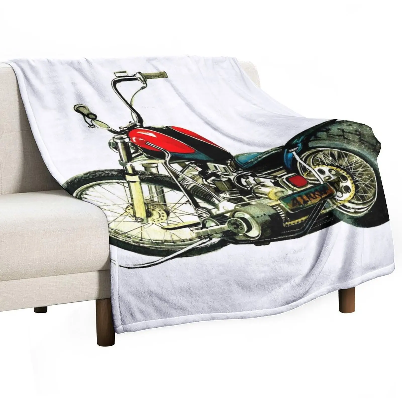 Chopper motorcycle drawing Throw Blanket Softest Loose Flannels Blankets