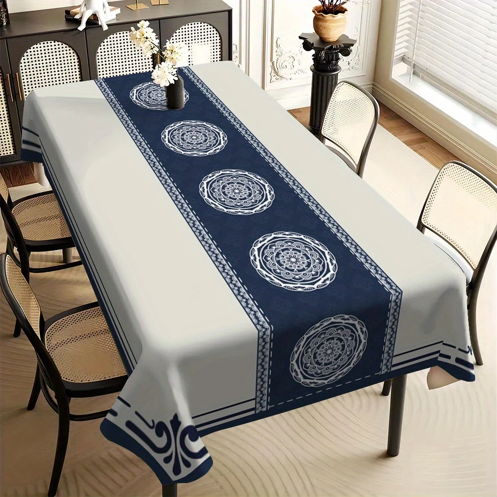 High-end luxurious simple mandala floral pattern design, featuring a simple European-style patterned tablecloth.