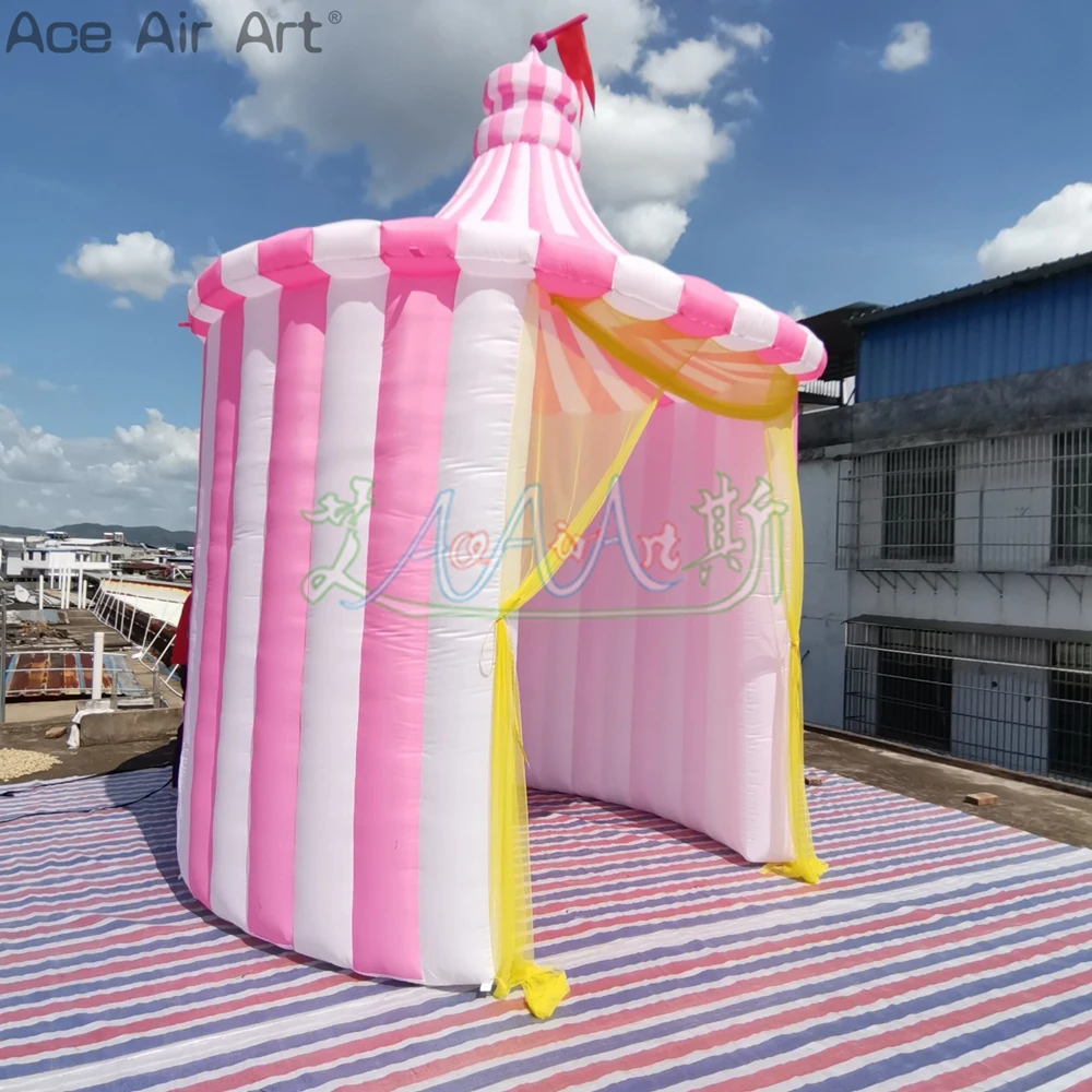 Tienda de circo inflable rosa personalizada, pabellón de boda con cortina para desfile o fiesta/decoración de escenario