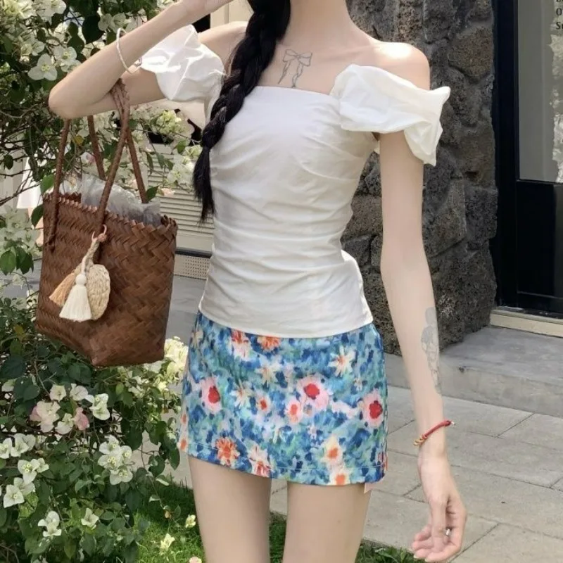 

Summer New Japanese Style Sweet Girl Floral High Waisted Skirt Women Versatility Slimming and Hip Hugging A-line Short Skirt