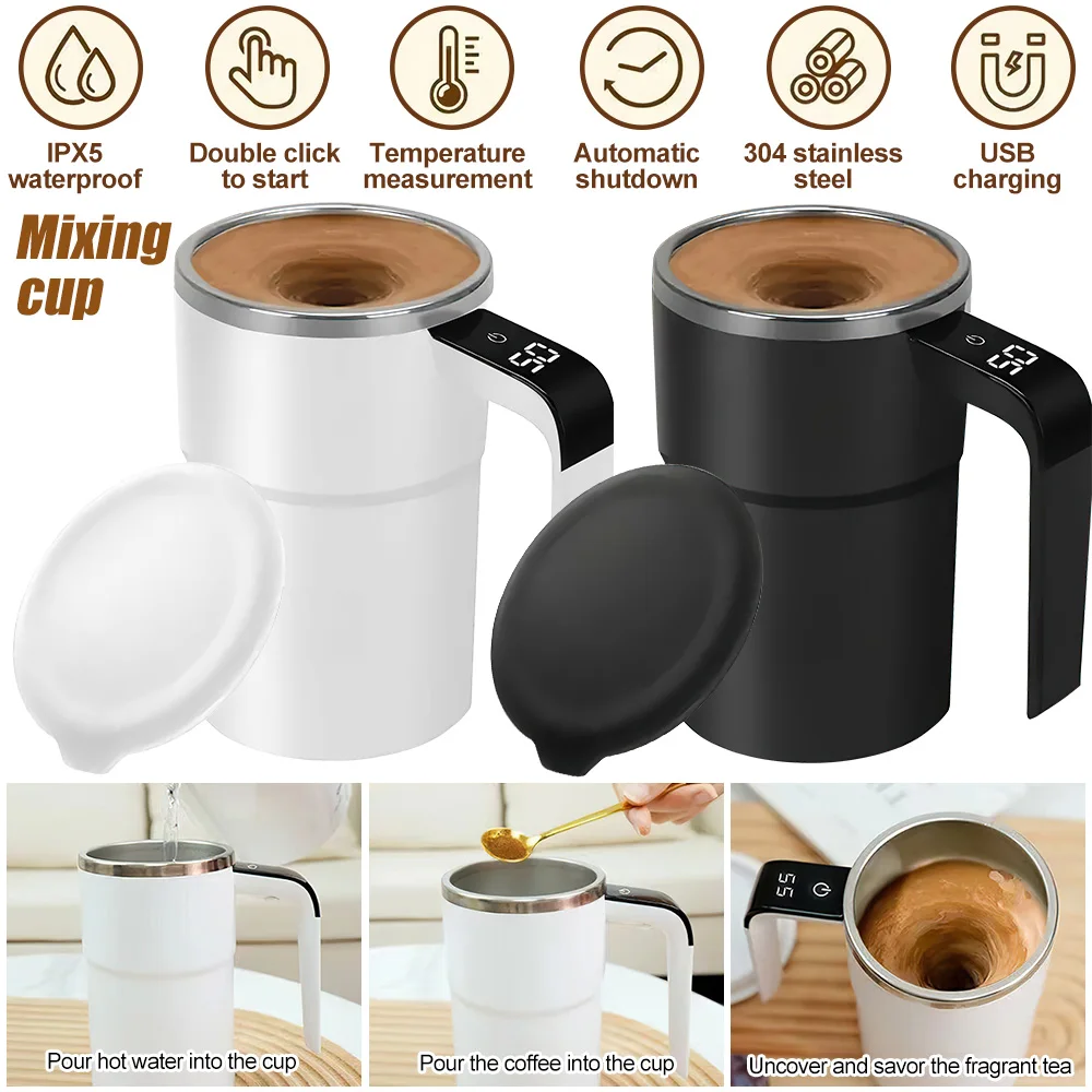 380ml Automatic Magnetic Self Stirring Coffee Mug Self Mixing Coffee Cup USB Rechargeable Automatic Mixing Cup for Milk Tea