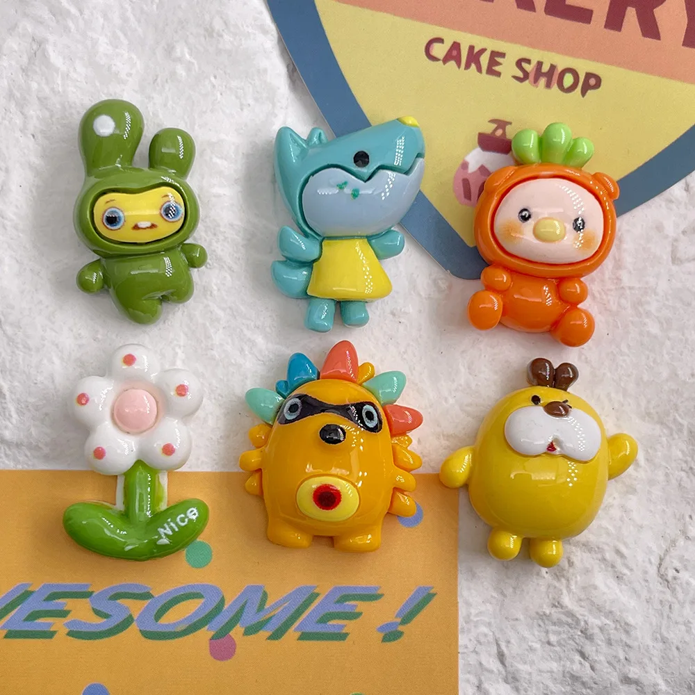 5pcs Cute doll hedgehog set cartoon resin jewelry accessories DIY mobile phone case cream glue handmade hairpin flatback