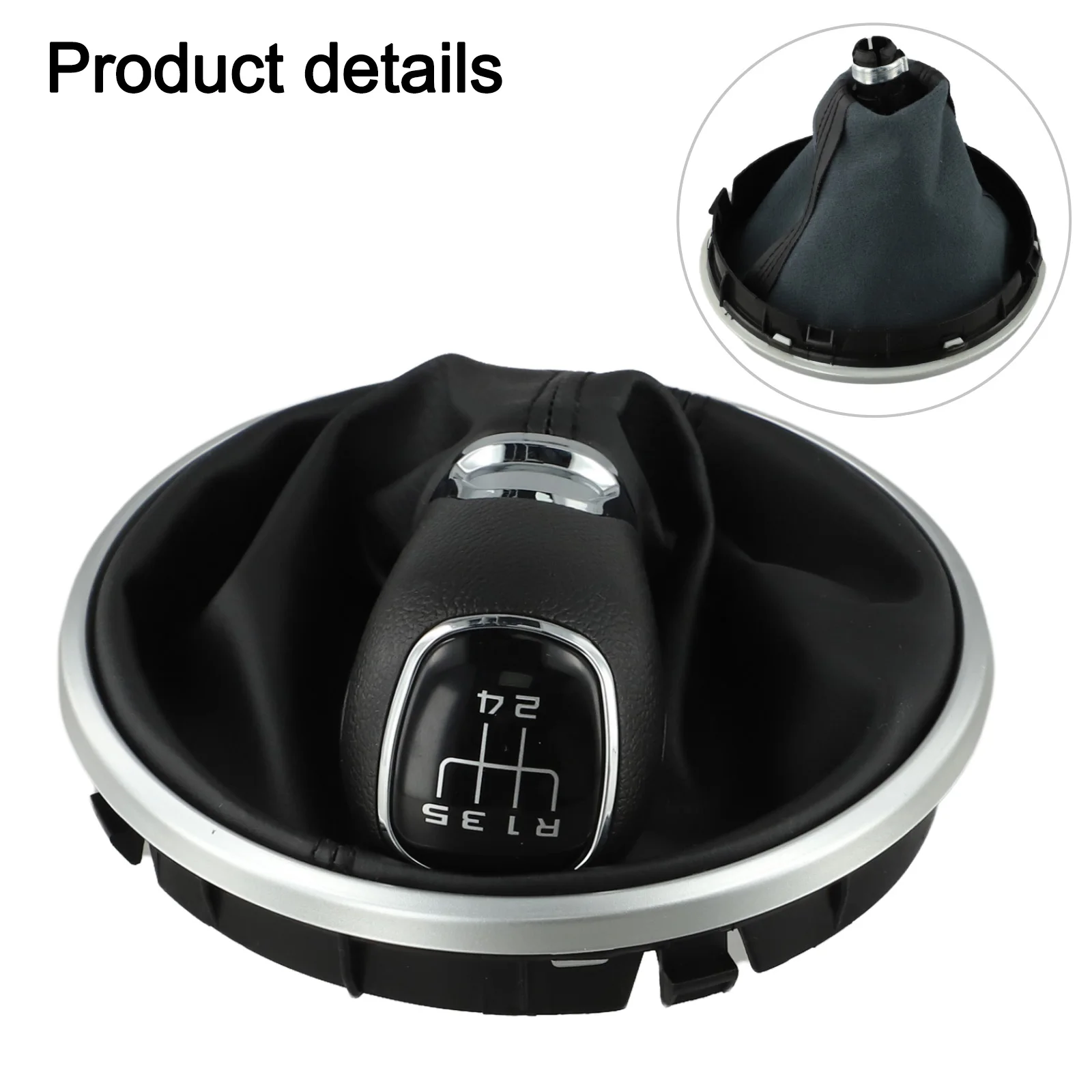 

As Shown In The Figure 5-Speed Gear Shift Knob Manual Gear Shift Seamless Fit Comfortable Grip Leather Material