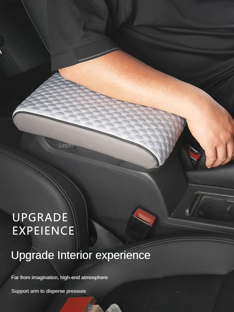 Summer Car Armrest Box Cushion Memory Foam Increase Pad Universal Ice Silk Leather Central Armrest Box Pillow Protective Cover