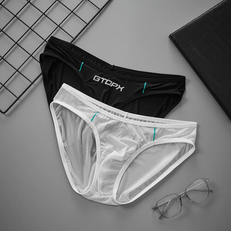 GTOPX solid color ice silk boys summer thin briefs, a pair of low-rise underwear GT463