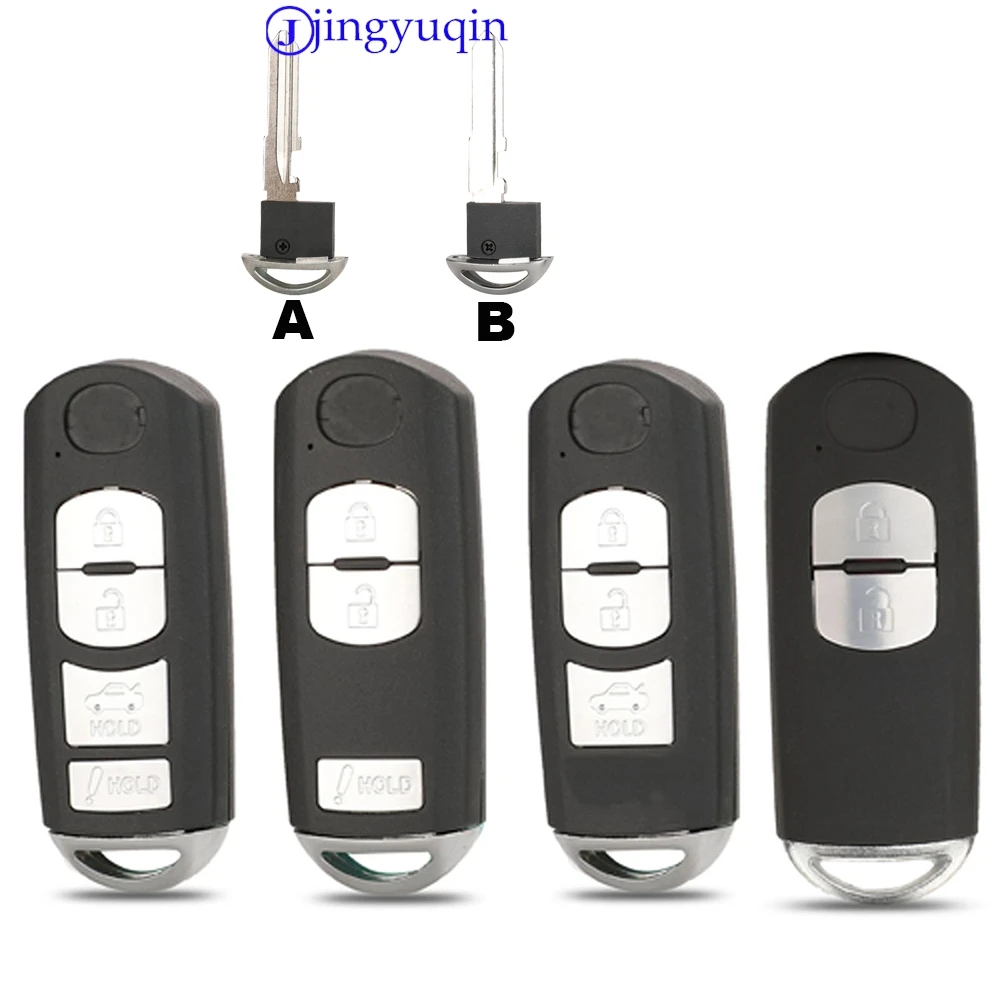 jingyuqin 2/3/4 Buttons Remote Car Key Shell For Mazda X-5 Summit Axela Atenza M3 M6 With Emergency Key Blade