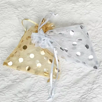 10/25/50pcs Organza Gift Bag Gold Color Round Point Pattern Jewelry Pouhes Wedding Party Candy Packing bags Gift Storage Bag