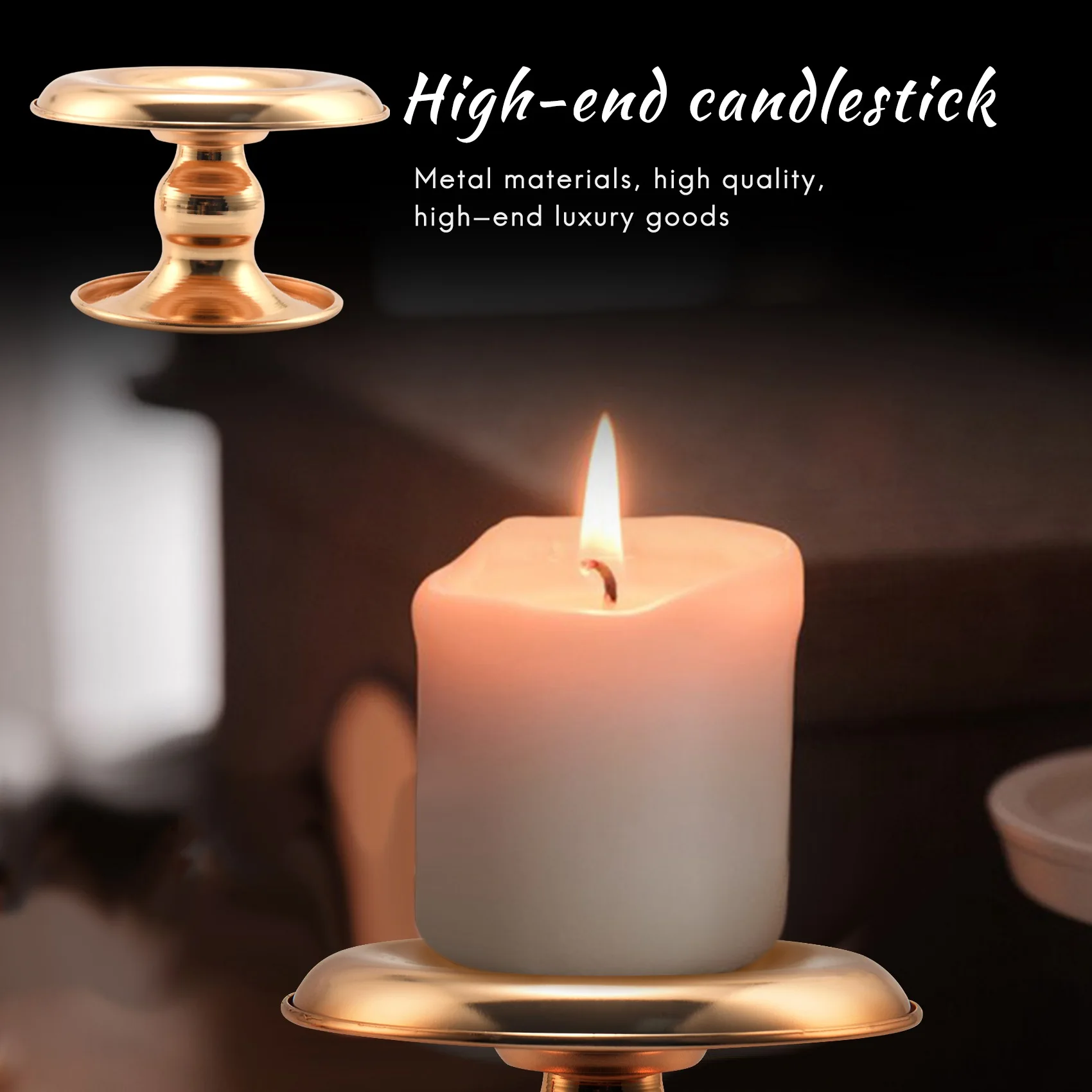 

ABKJ-2Pcs Metal Candle Holder Gold Candelabra Fashion Wedding Candle Stand Exquisite Candlestick Table Home Party Christmas Deco