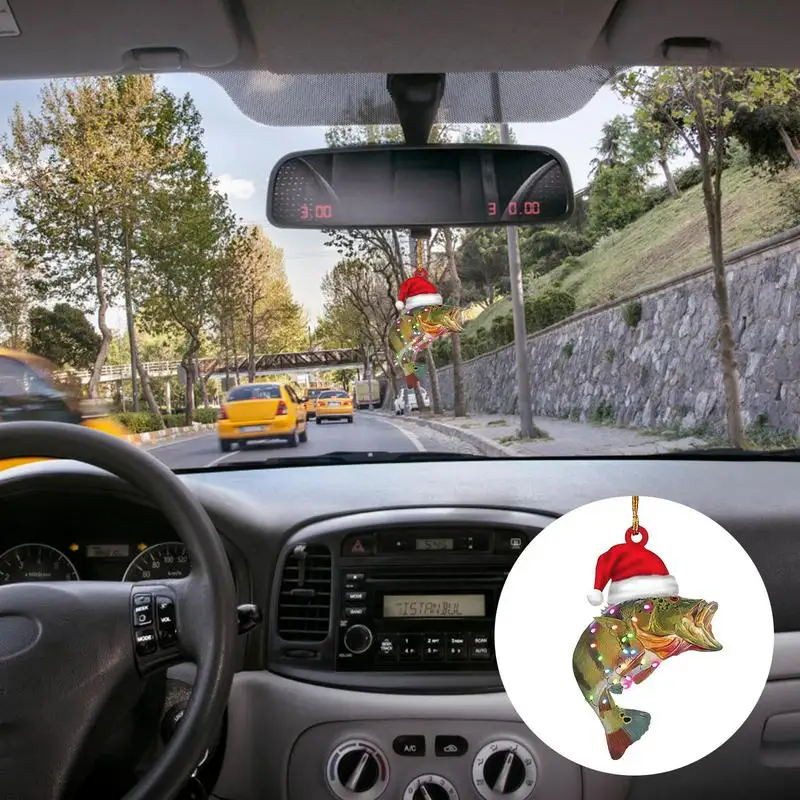 Waterproof Christmas Fish Door 2D Acrylic Pendant Hanging car Decor Pendants Colorful Large Mouth Fish Ornaments for Party Favor