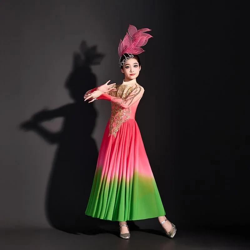 Flamenco-Tanzkleid, Sporttreffen, Eröffnungstanz, schillerndes Kleid für Erwachsene, neue moderne Atmosphäre, Performance-Tanz-Performance-Kleid
