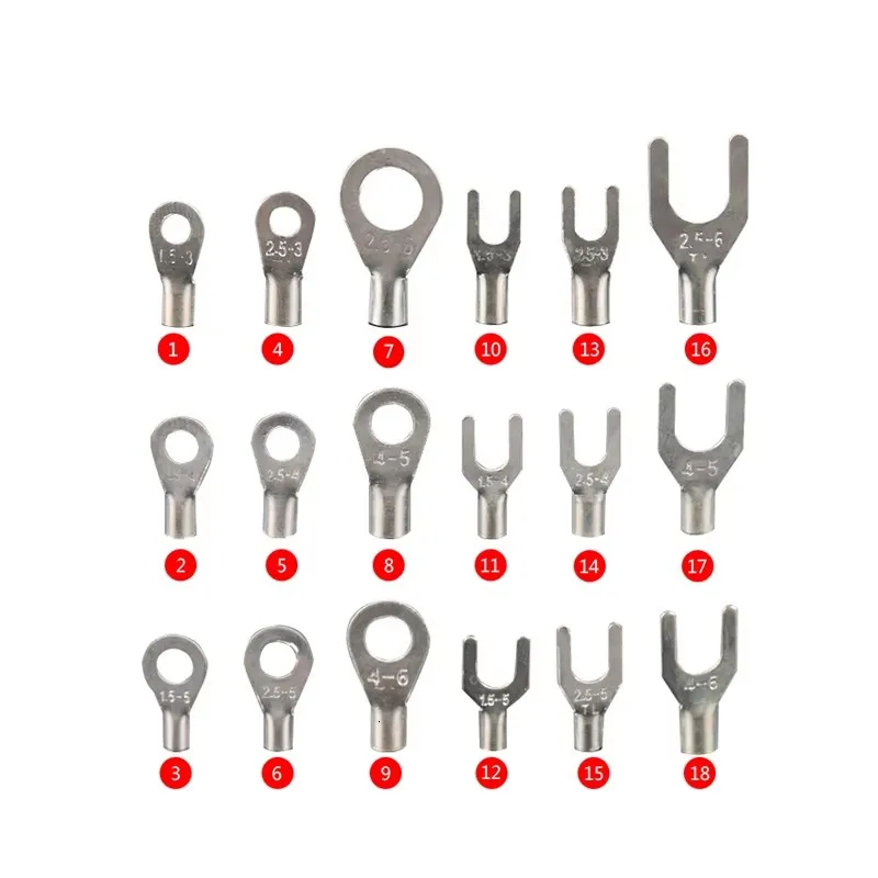 100PCS UT OT 1.5-3 2.5-4 Cold Wire End Insulation Kit Non-insulated Fork Terminal Connector Cable Connector Cold Press Terminals