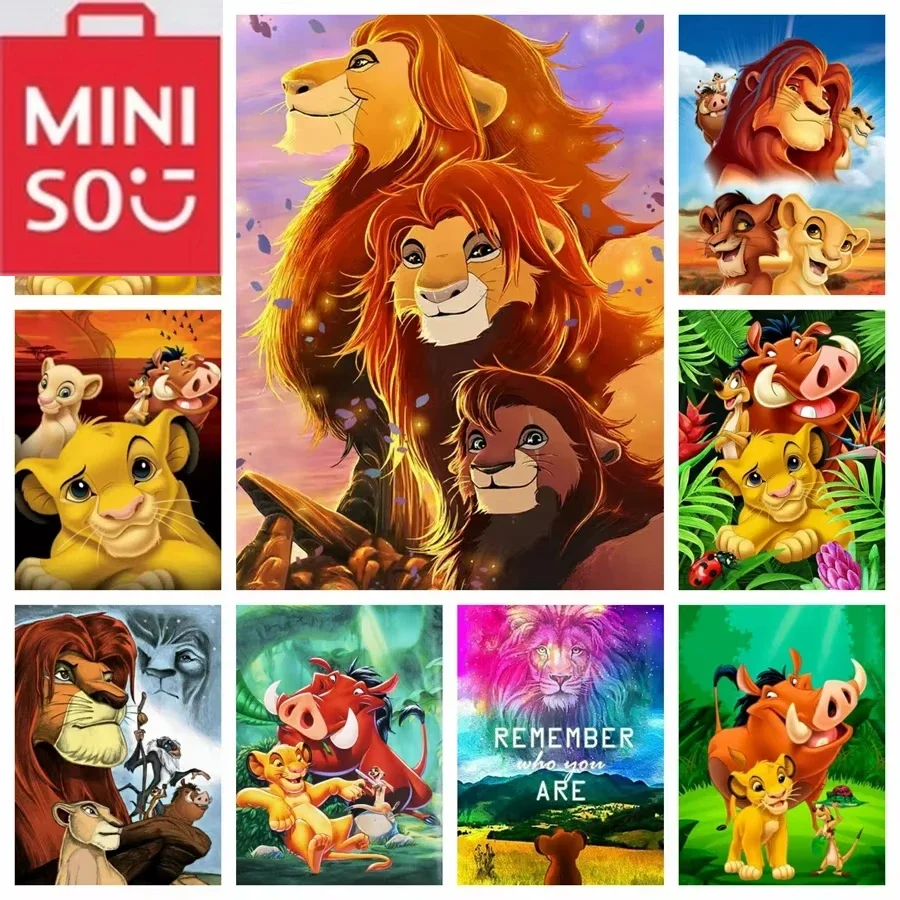 MINISO Disney 5d Diy Kits de pintura artística de diamantes Disney el Rey León Animal nuevo mosaico de punto de cruz de dibujos animados regalo para niños decoración del hogar