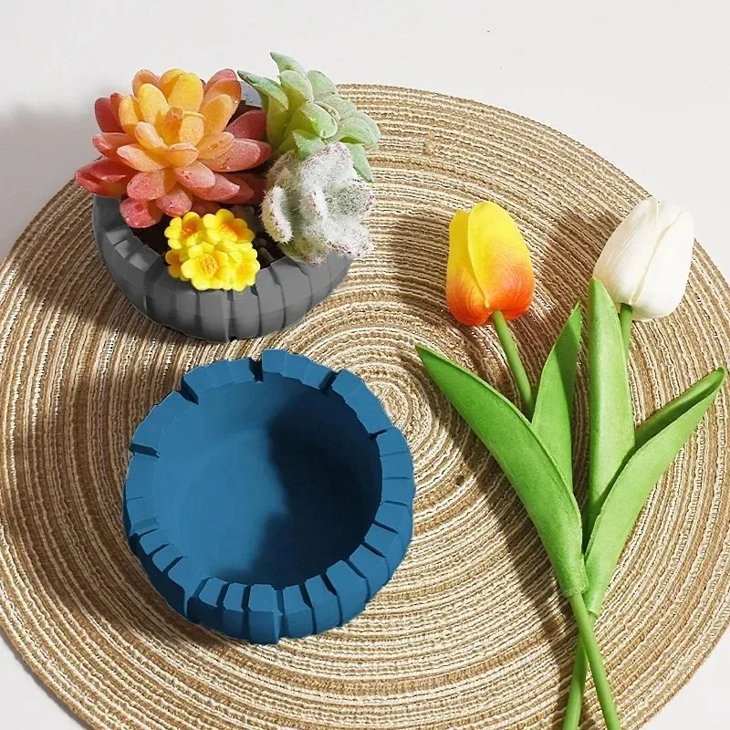 1pcs silicone candle mold diy fence irregular vertical stripe epoxy resin storage bowl gypsum candle cup succulent flower pot