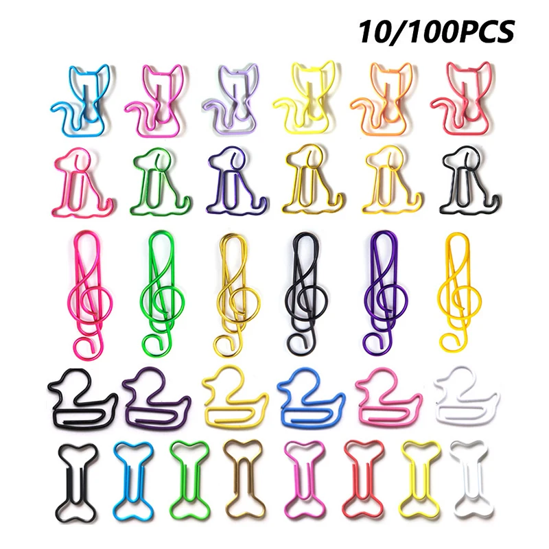 

10/100PCS Paperclips With Musical Notes Office Supplies Animal Paperclips Duck Paperclips Irregularly Shaped Colorful Paperclips