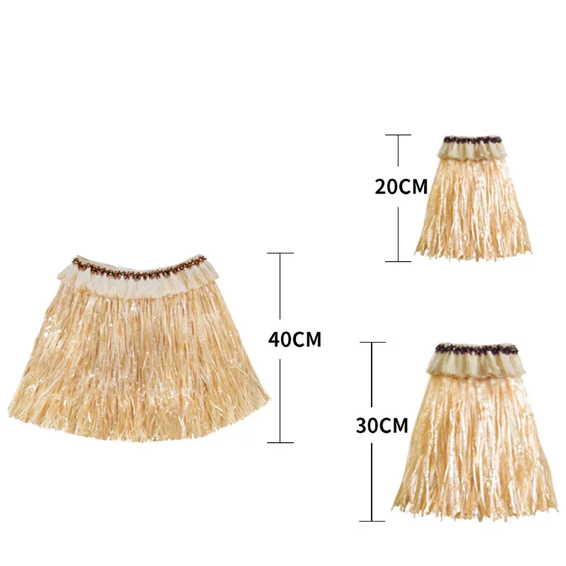 PORK-3X saia de grama havaiana terno elástico braço manga pés capa saia de grama hula dança traje praia (cor de palha)