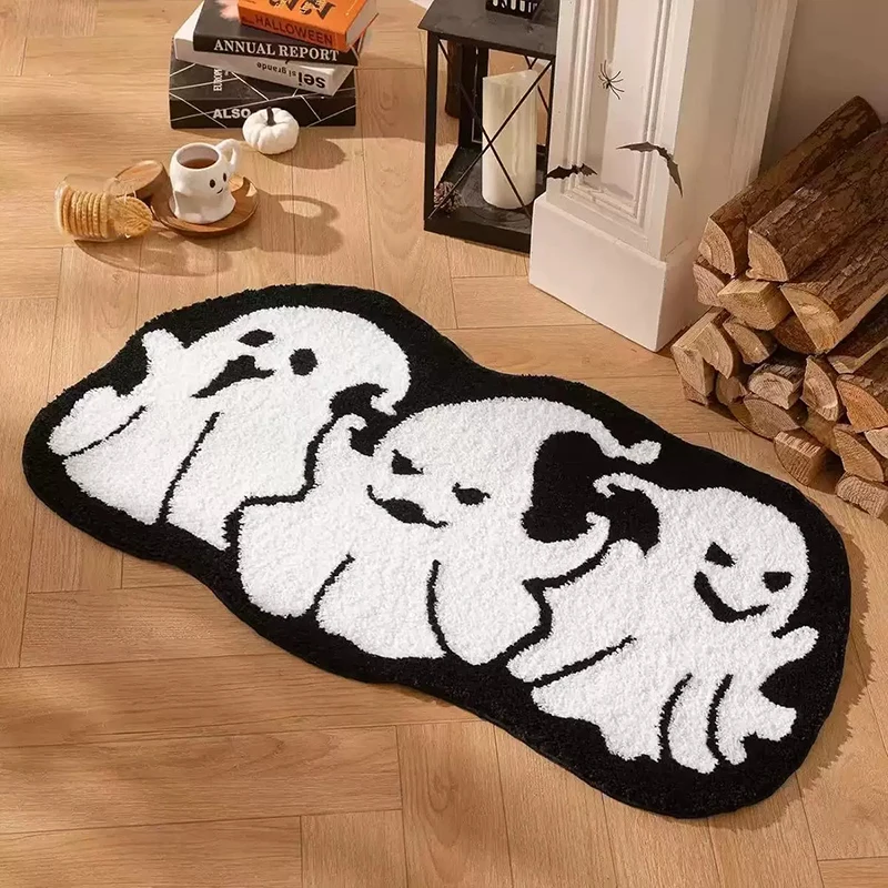 Entrance Doormat Soft Comfortable Faux Cashmere Floor Mat American Retro Halloween Rug Bathroom Entryway Carpet Home Decor Rugs
