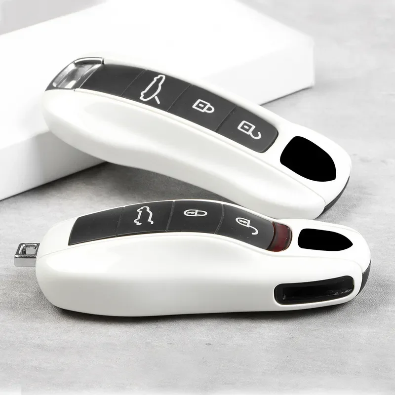 White Gray ABS Car Smart Original Key Case Fob Cover Holder Protective Shell For Porsche Cayenne Macan 718 Panamera 911 Taycan