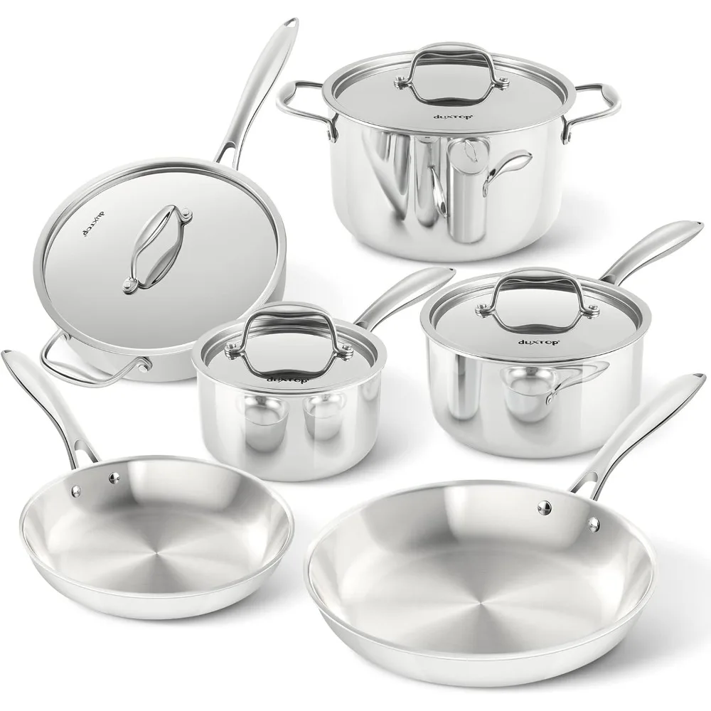 

Duxtop Whole-Clad Tri-Ply Stainless Steel Induction Cookware Set, 10PC Kitchen Pots and Pans Set