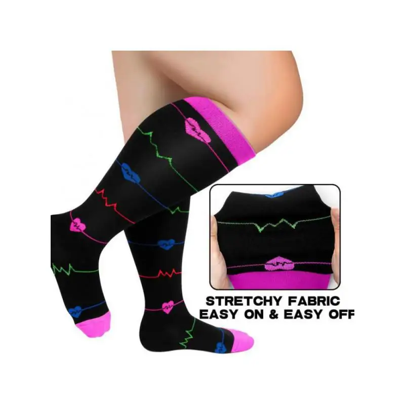 XXL 3XL 4XL  2025 New Design Men Compression Socks Women Running Plus Fat Travel Super Size  Nurse Prevent Varicose Veins