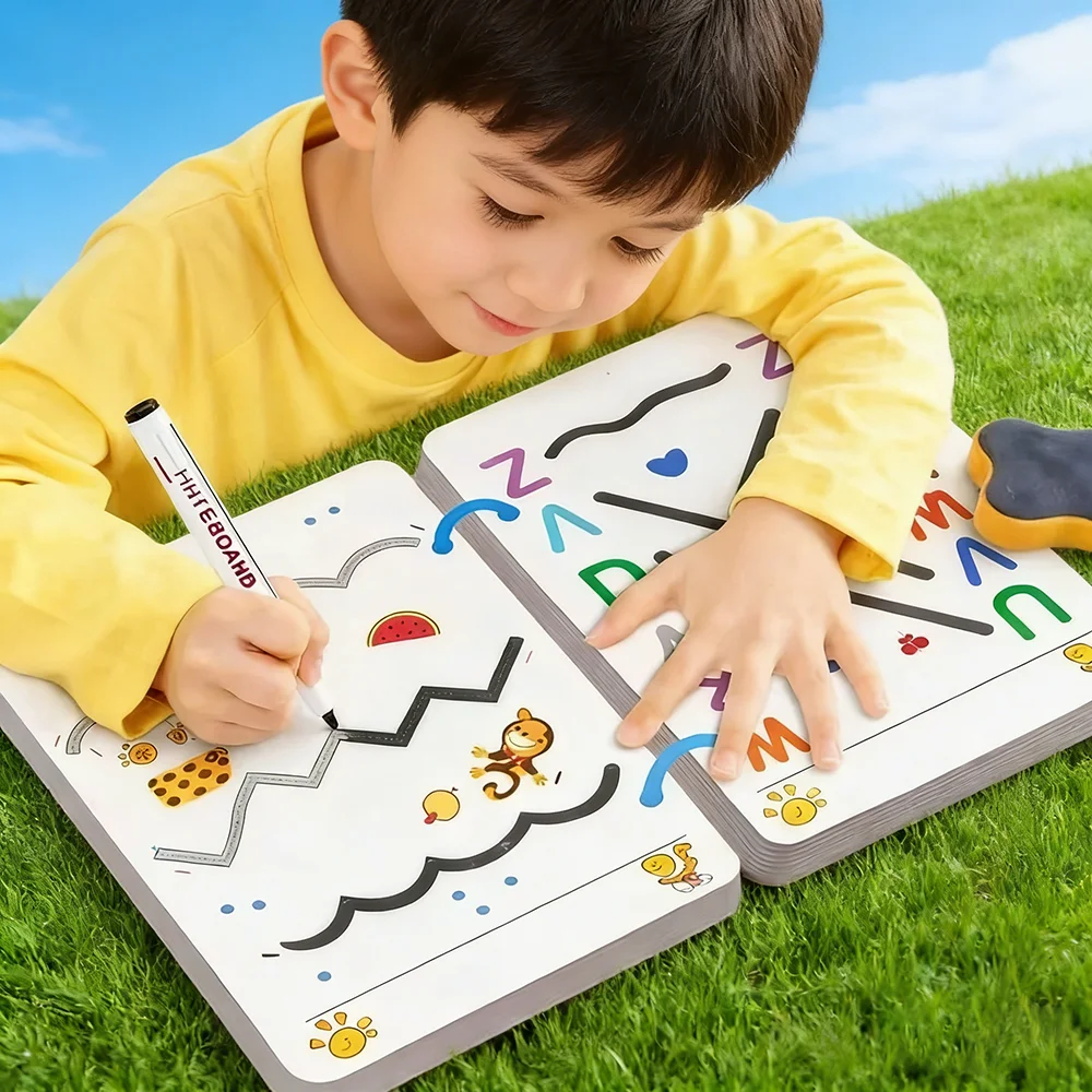 

Детская многоразовая тетрадь для письма с ручкой и ластиком для отработки навыков письма, многоразовая тетрадь для школьных упражнений