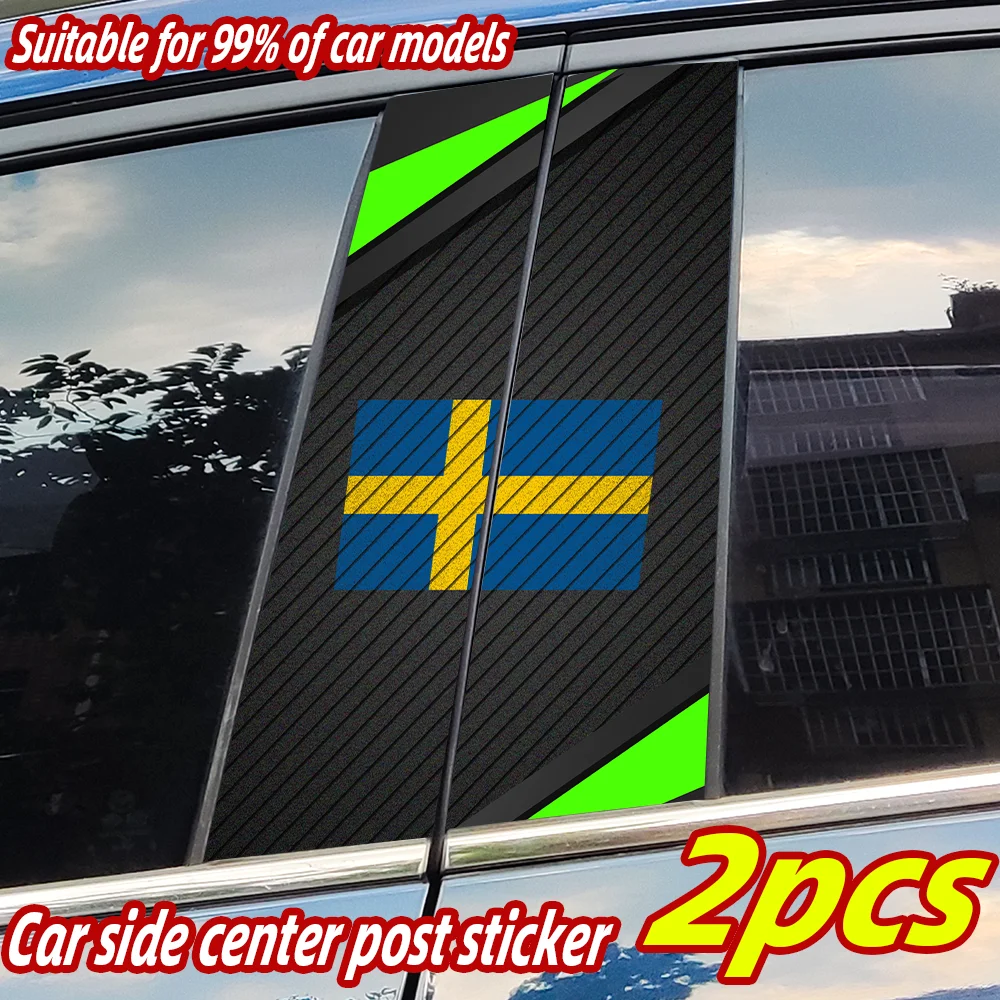 

National Flag Sweden Car Stickers Auto B Pillar Waterproof Center Column Decor Cover Scratches Car Door Pillar Decal Accessories