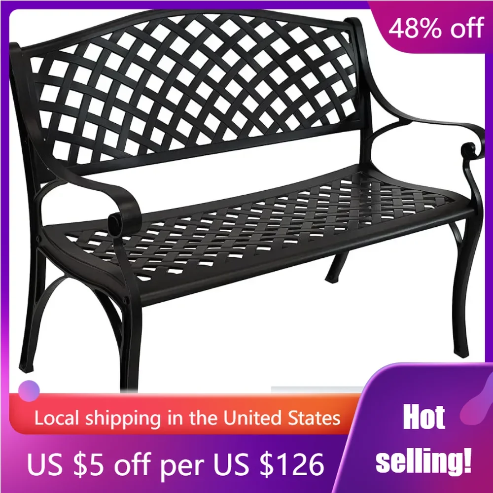 

Garden Bench, 615 Pounds Weight, 39 Inches Wide, Black Bench