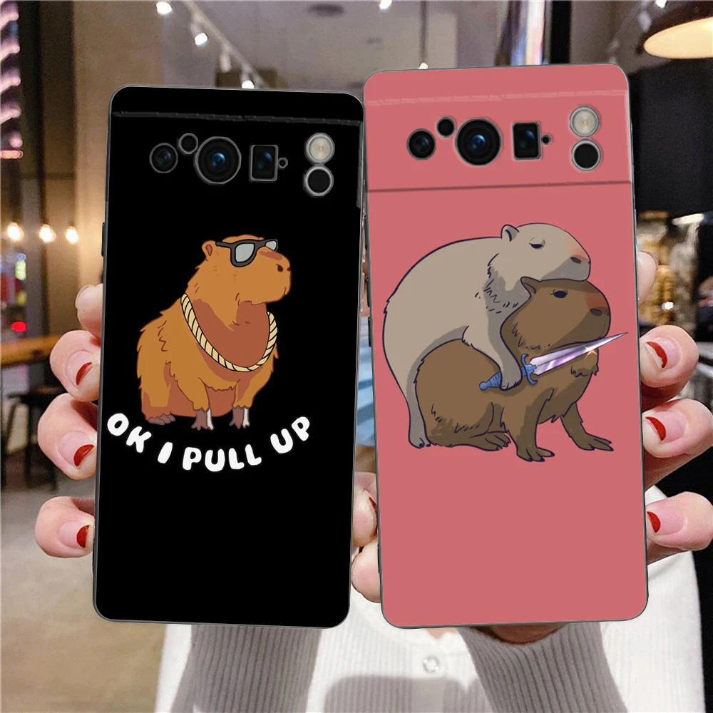 Cute Cartoon Capybara Phone Case Cover for Google Pixel 8 7 6 7A 6A Pro 5G Shockproof Silicone Soft 8 Pro 5G Shell Capas Coque