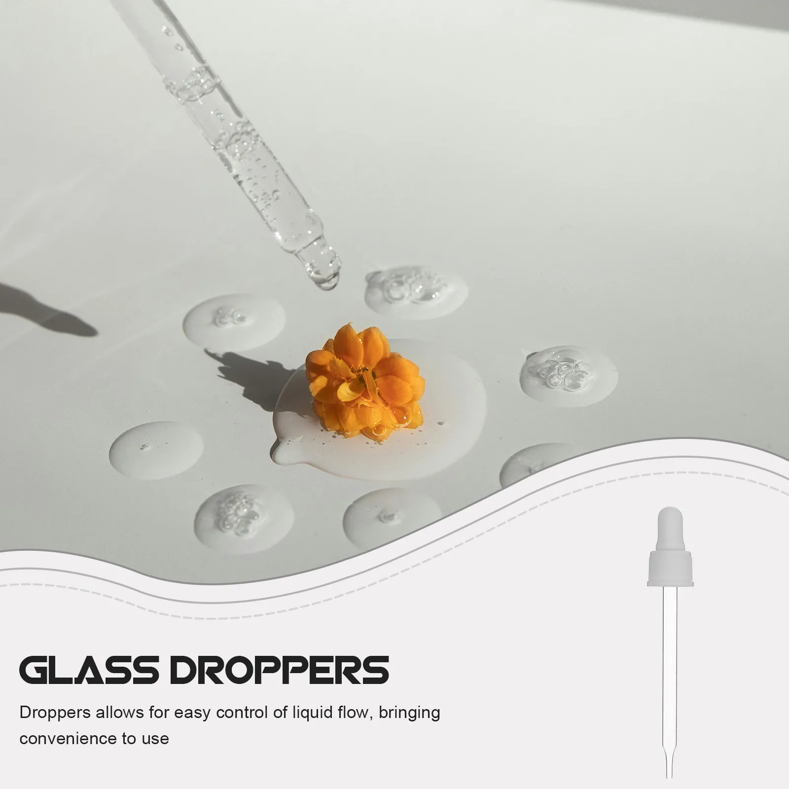 6Pcs Glass Dropper with Silicone Cap for Soda Making Liquid Dispensing Precision Control Bubble Extraction Ice Cube Prep Home