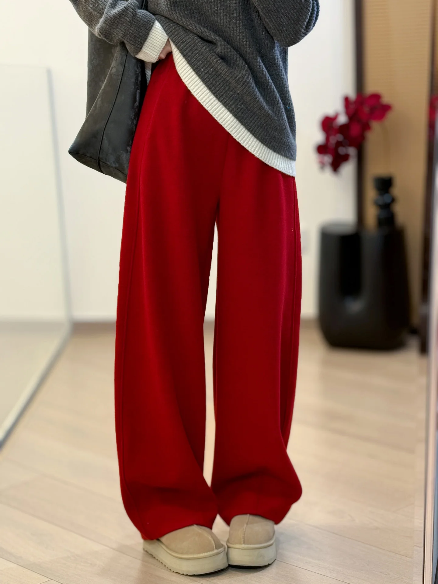 

Удобные широкие брюки с высокой талией, прямого кроя, из смесового полиэстера, с эффектом драпировки, повседневные брюки для женщин