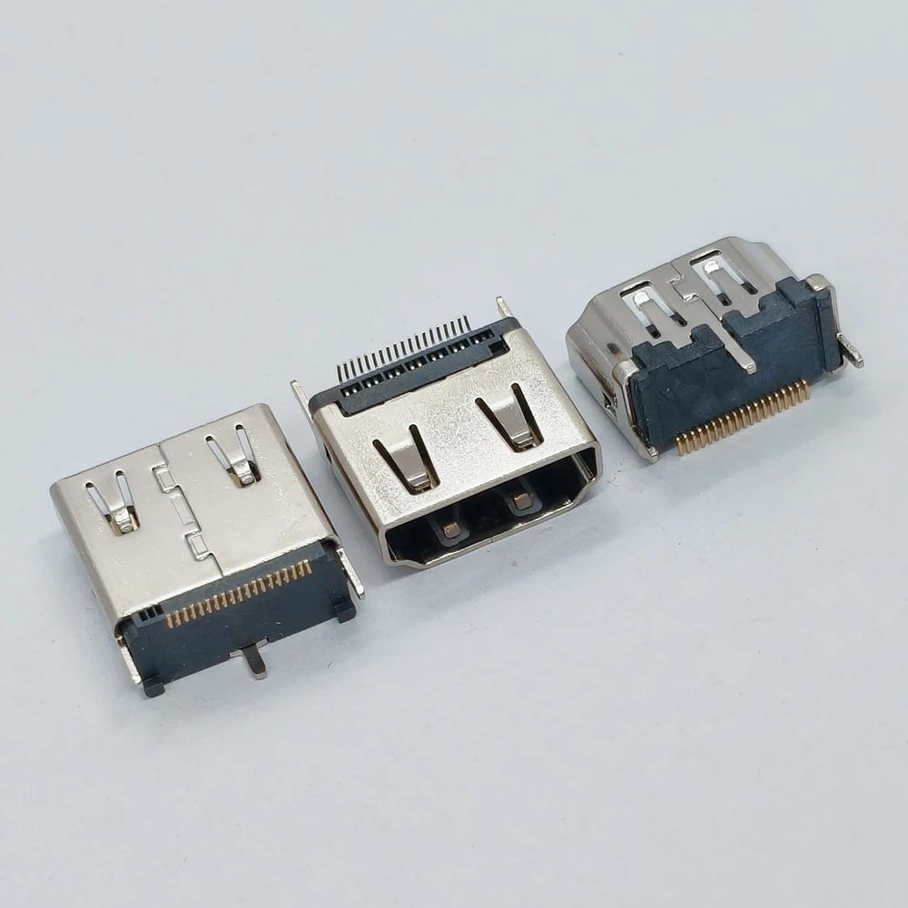 1Pcs 19Pin HDMI DP Female Connector SMT Recessed Side Insert Horizontal Angled Vertical Straight PCB Mount Socket Connector