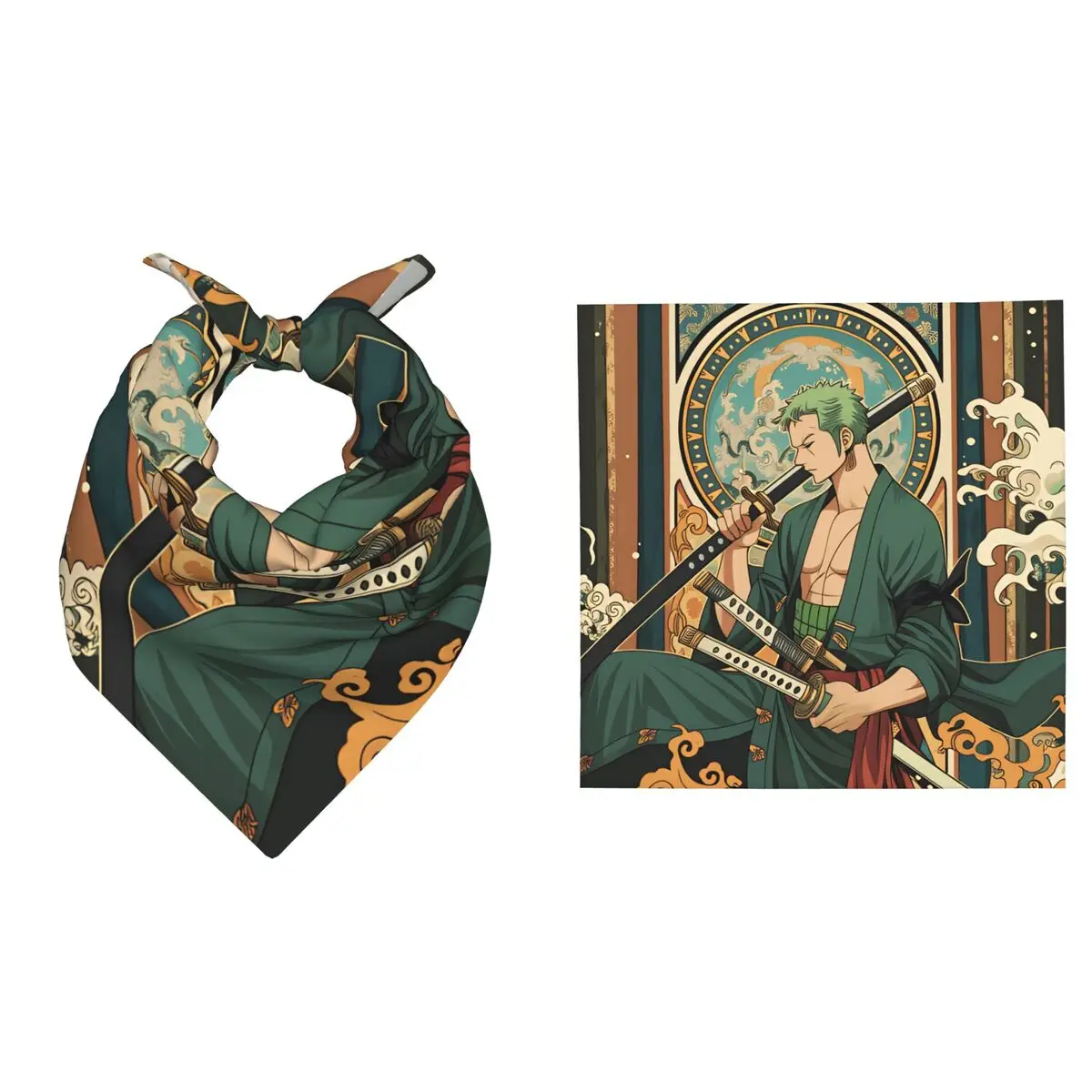 Maßgefertigtes Zoro One Piece Stirnband Handgelenk-Haarband für Feiertagspartys Herren Damen Weiches Haarband Cartoon Abenteuer Comic Bandana