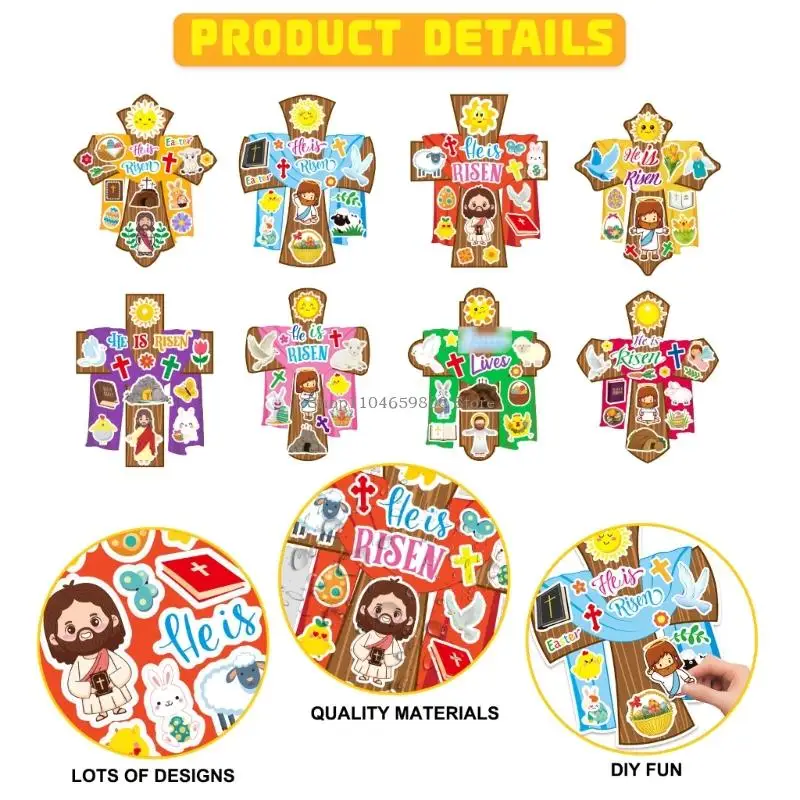 Handmade Easter Decoration Set Crossed Paper Ornament with Sticker For Wall
