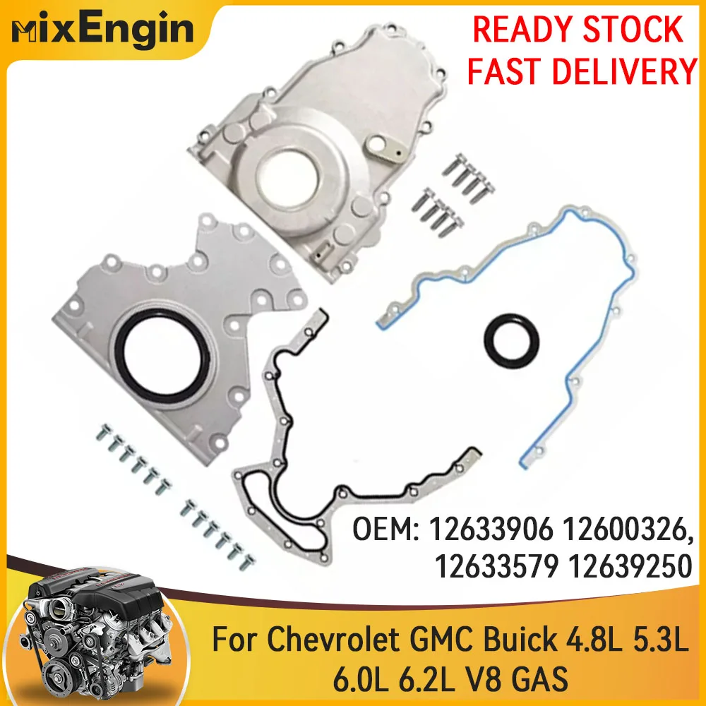 Engine Front & Rear Crankshaft Cover Main Seal Kit Fit 4.8 5.3 6.0 6.2 L For Chevrolet GMC GM LS2 LS3 LS LT 4.8L 5.3L 6.0L 6.2L